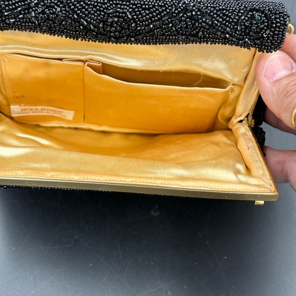 Vintage Walborg Black glass Beaded Satchel Japan - Picture 5 of 8